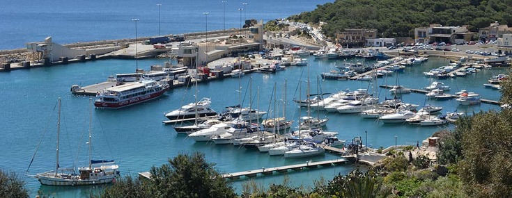 View over Mgarr harbour from Country Terrace