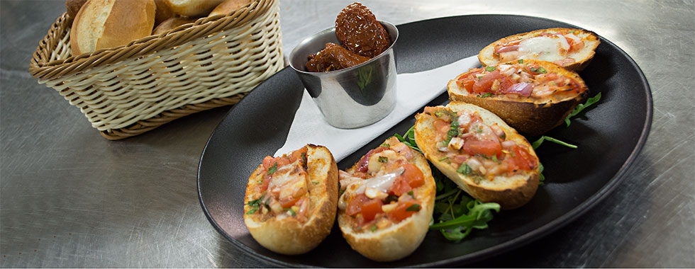 Bruschetta with local sun dried tomatoes and home made bread